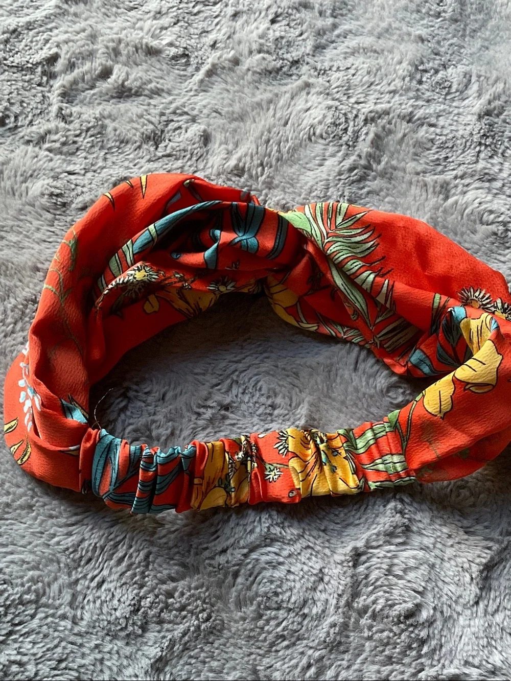 Kids Floral Elastic Headband - Orange